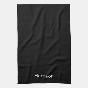 Customize name minimalist black white kitchen towel