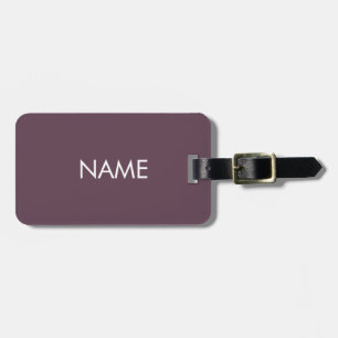 Customize name minimalist eggplant grape white luggage tag