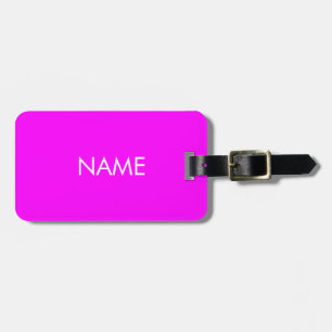 Customize name minimalist magenta white luggage tag