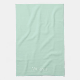 Customize name minimalist seafoam green white kitchen towel
