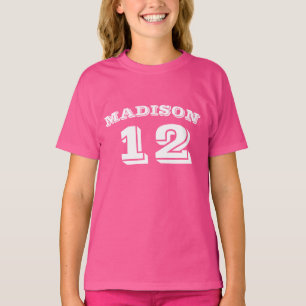 Customize name, number pink white T-Shirt