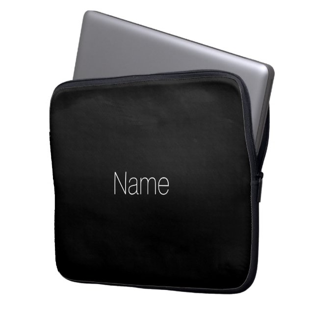 Customize Name or text black white elegant Laptop Sleeve (Front Left)