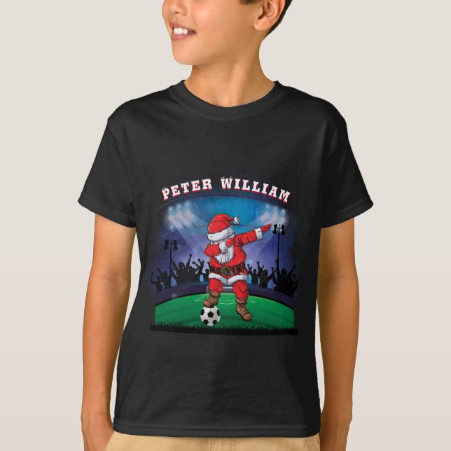 Customize Name Santa Christmas Soccer  T-Shirt (Front)
