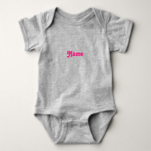 Customize name, text hot pink fuchsia grey baby bodysuit