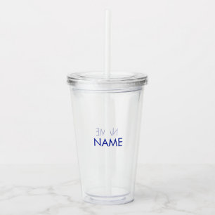 Customize name, text minimalist cobalt blue clear acrylic tumbler