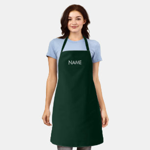 Customize name text minimalist dark pine green apron