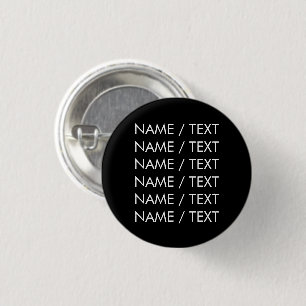 Customize Name text minimalist elegant black white 1 Inch Round Button