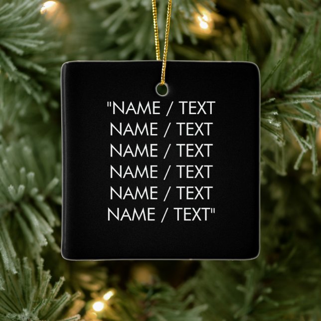 Customize Name text minimalist elegant black white Ceramic Ornament (Tree)