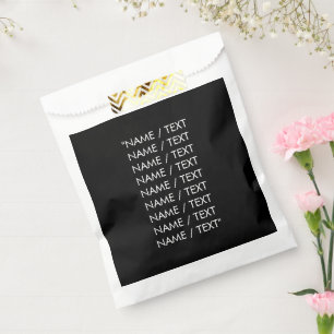 Customize Name text minimalist elegant black white Favour Bag