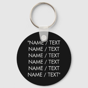 Customize Name text minimalist elegant black white Keychain