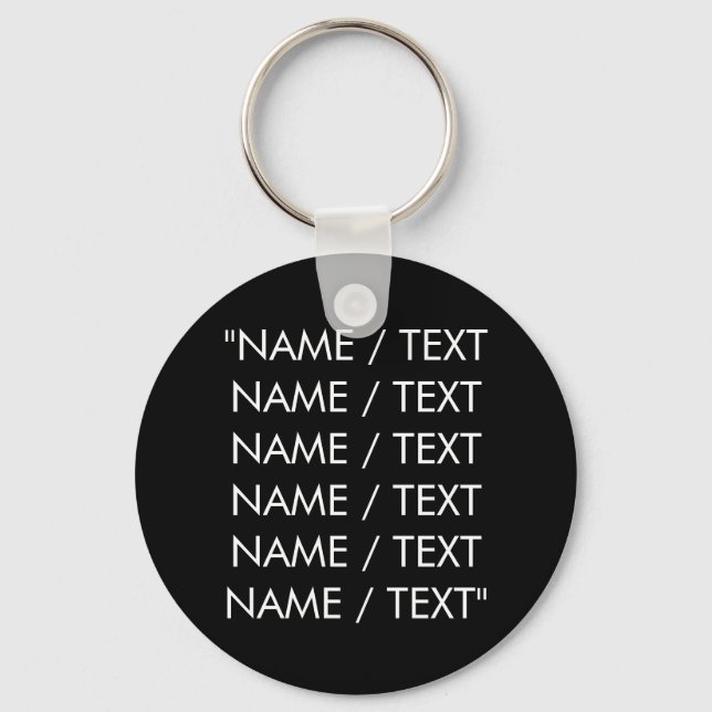 Customize Name text minimalist elegant black white Keychain (Front)