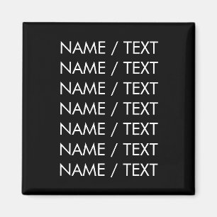 Customize Name text minimalist elegant black white Magnet
