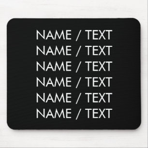 Customize Name text minimalist elegant black white Mouse Pad