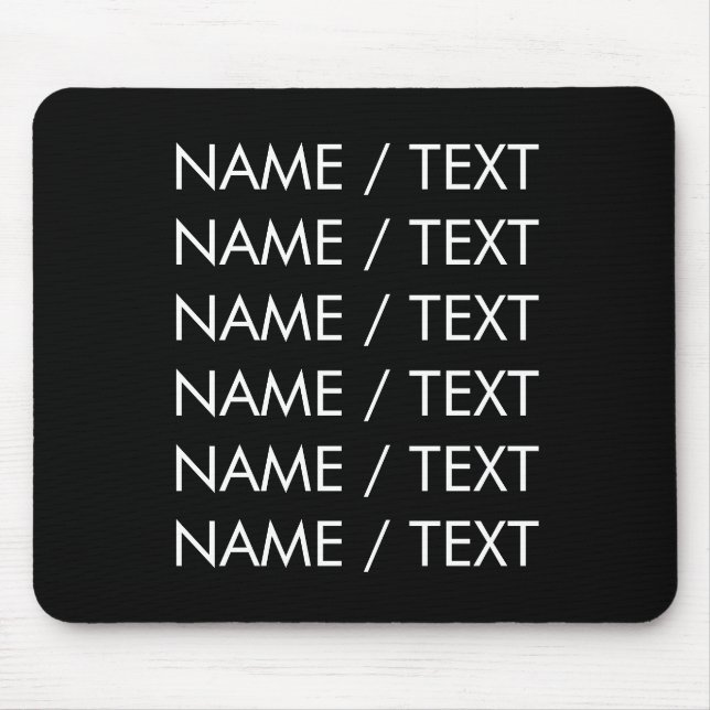 Customize Name text minimalist elegant black white Mouse Pad (Front)