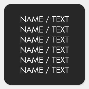 Customize Name text minimalist elegant black white Square Sticker