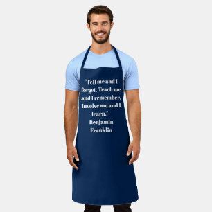 Customize Name text minimalist elegant blue white Apron