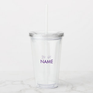 Customize name, text minimalist purple clear acrylic tumbler