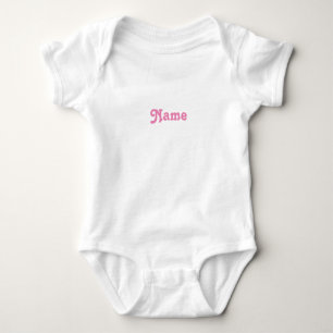 Customize name, text pink letters grey baby bodysuit