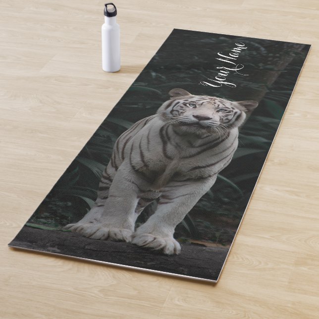 Customize Name White Tiger In the Jungle Yoga Mat (In Situ)