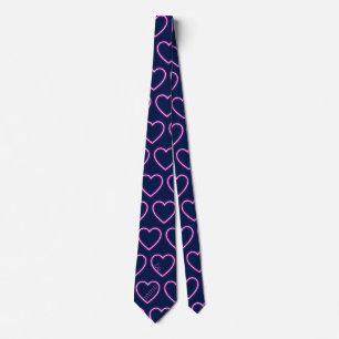 Customize Navy Blue and Neon Pink Heart Party Tie