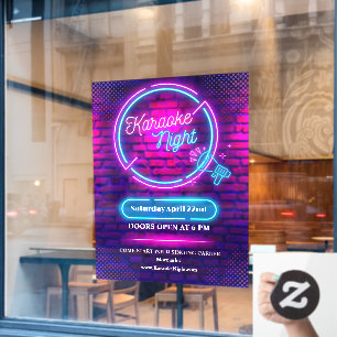 Customize Neon Karaoke Night Large  Window Cling