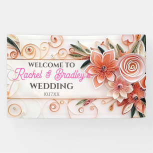 Customize Neutral Floral Wedding Modern Frame Banner