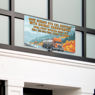 Customize Now Hiring Certified Hazmat CDL Drivers Banner