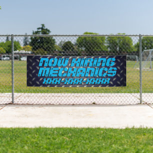 Customize Now Hiring Mechanics On Diamond Plate  Banner