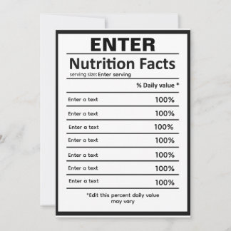 Customize nutritional information template