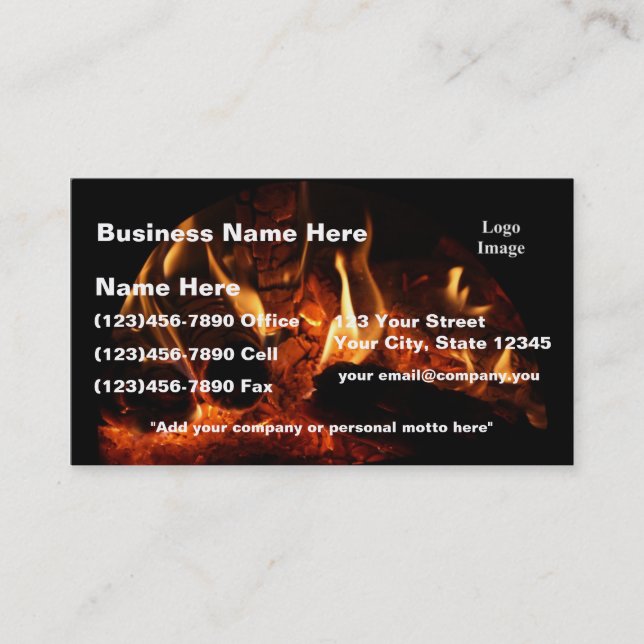 (Customize) Oak Flames in Chimenea Business Card (Front)