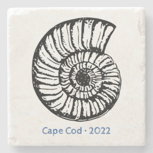 Customize Ocean Shell Line Art Sand Stone Coaster