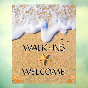 Customize Ocean Shore Starfish Walk Ins Welcome Window Cling