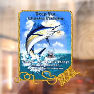 Customize Ocean Sports Fishing Charter Boat Busine Window Cling