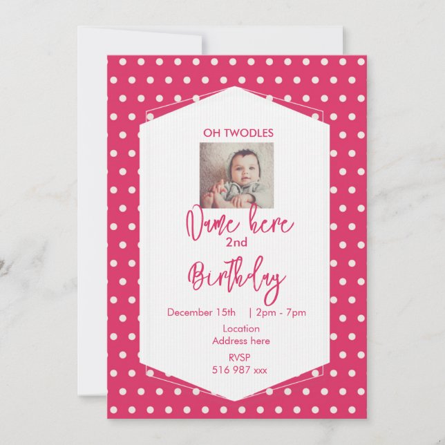 Customize oh twodles birthday invitation (Front)