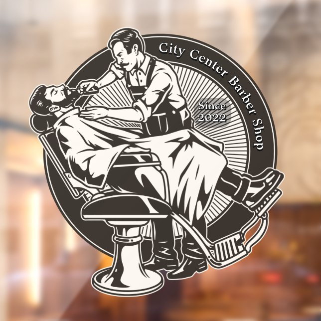 Customize Old Fashioned Barber Shop Large Promo Window Cling (Sheet 2)