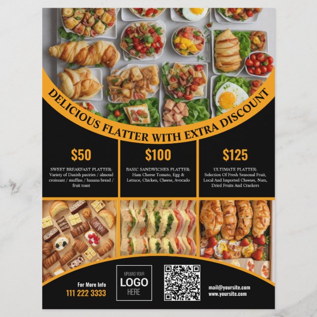 Customize online this Elegant Food Menu & Price (Front)