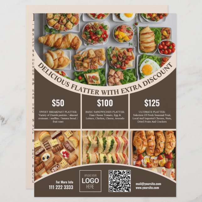 Customize online this Elegant Food Menu & Price (Front/Back)