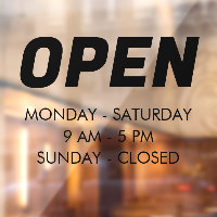 Customize Opening Hours | Times Opening Black Sign