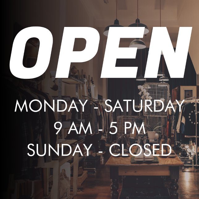 Customize Opening Hours | Times Opening White  Window Cling (Creator Uploaded)