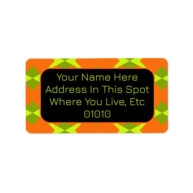 Customize Orange with Green Diamond Pattern Label (Front)