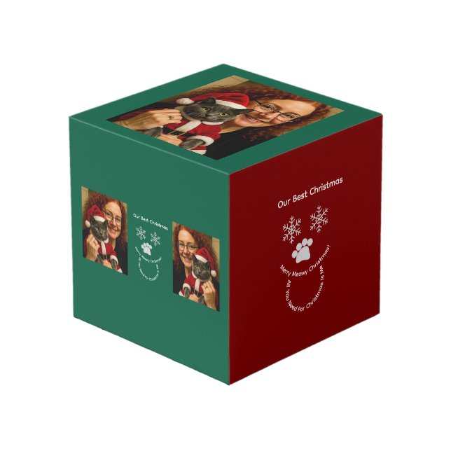 Customize Our Best Christmas ,Cat Photo  Cube (Front Angled)