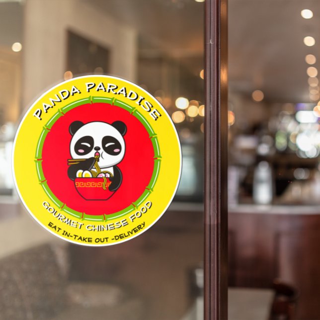 Customize Panda Bear Noodles Chinese Restaurant  Window Cling (Creator Uploaded)