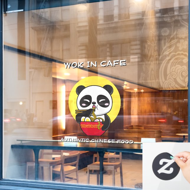 Customize Panda Bear Noodles Chinese Restaurant Window Cling (Cafe Window)