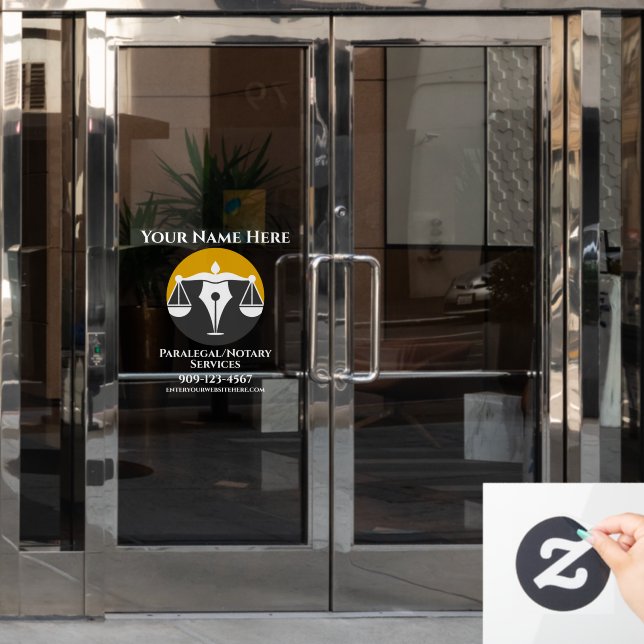 Customize Paralegal Notary Services Business Door Window Cling (Office Door)