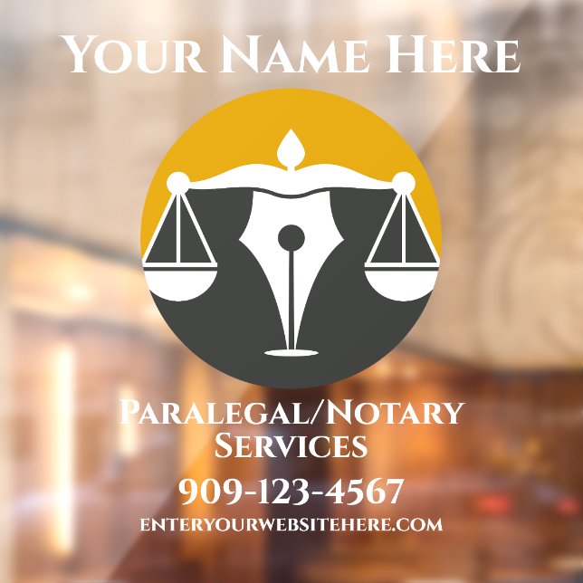 Customize Paralegal Notary Services Business Front Window Cling (Sheet 2)