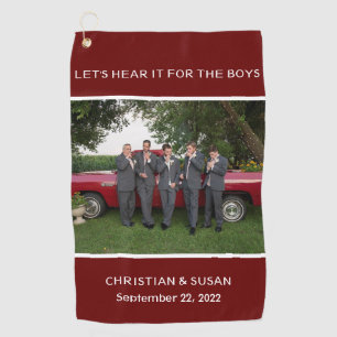 Customize Personal Wedding Photo RED BURGUNDY Golf Towel