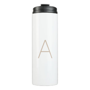 Customize personalize Alphabet initial beige white Thermal Tumbler