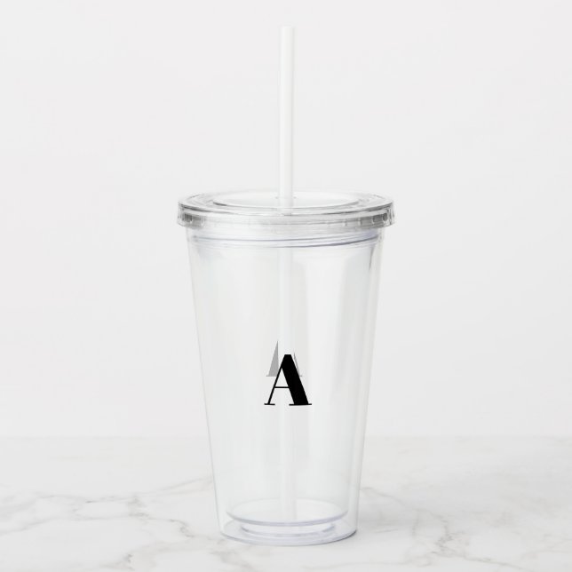 Customize, personalize alphabet initial monogram acrylic tumbler (Front)