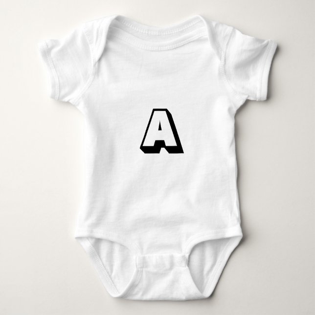 Customize, personalize alphabet initial monogram baby bodysuit (Front)