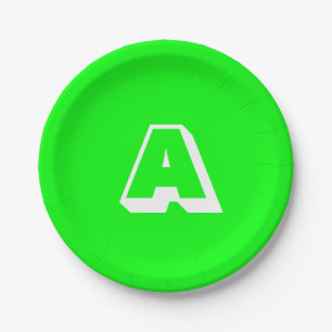 Customize, personalize alphabet initial monogram paper plate